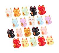 Yardwe 20pcs Mini Resin Lucky Cat Figurines for Home Office Decor Fortune Attracting Micro Landscape Statues Symbol of Wealth and Luck Garden Courtyard Ornaments