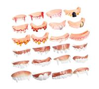 Yardwe 24pcs Halloween Fake Teeth Party Props Realistic Zombie Fangs Funny Dentures for Cosplay for Halloween Decorations Pranks Safe Material