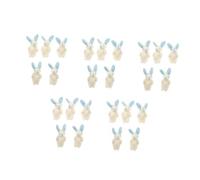 Yardwe 25 PCS Jointed Miniature Bunny Figurines Cute White Plush Rabbits with Blue Ears for Home Office Desk Decor and Rooms Portable Stuffed Animals for Party Favors and