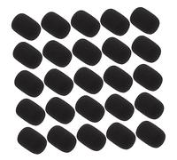 Yardwe 25pcs Clip Microphone Covers Black Microphone Protection Cover for Neckline Mic Use as Vocal Dampener