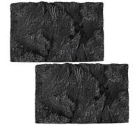 Yardwe 2Pack Reptile Habitat Background 3D Rock Vivarium Terrarium Background Decoration Reptile Tank Background Board for Lizards Gecko Snake Turtle Fish Frogs 43X30cm Dark Grey