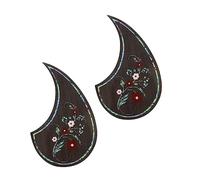 Yardwe 2pcs Acoustic Guitar Pickguard Protective Plate Anti-scratch Decal Waterdrop Shape Floral Pattern for 39-41 Inch Guitars