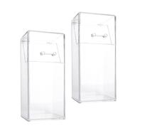 Yardwe 2pcs Acrylic Pen Container and Makeup Brush Holder with Lid, Lightweight Multifunctional Storage Box for Student Desktop Stationery and Make-up Organiser, Nordic Style