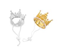 Yardwe 2pcs Adjustable Small Pet Party Hat Lightweight Soft Crown Tiara for Dogs Cats Animal Birthday Party Decorations Comfortable Headwear Accessory for Kitten and Small Breed