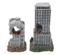 Yardwe 2pcs Aquarium Castle Ruins Decoration Realistic Resin Fish Tank Ornament with Nonporous Surfaces and Easy Maintenance, Antique Urban City Building Hideout for Shrimp and Plants