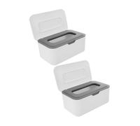 Yardwe 2pcs Baby Wipes Dispenser Boxes with Lid Reusable Sealed Wipe Holder for Bathroom and Travel Gray Dry and Wet Tissue Storage Container