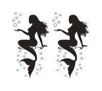 Yardwe 2pcs Bathroom Decals for Walls Featuring Removable Mermaid Wall Stickers No Messy Residue, Creative PVC Material Mermaids for Bathroom and Bedroom Decoration