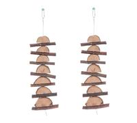 Yardwe 2pcs Bite Proof Pet Toys Molar Toy for Hamster Pet Teeth Grinding Toys Guinea Pig Chew Toy Wooden Molar Skewer Half Round Brown