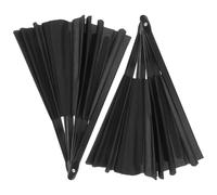 Yardwe 2pcs Black Rib Tai Chi Folding Hand Fans, Portable Lightweight Plastic Frame Fans for Dance, Party, Wedding Accessories