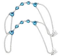 Yardwe 2pcs Blue Boho Heart Foot Chain Anklet Lightweight Rhinestone Barefoot Sandals Beach Jewelry for Women Summer Fashion Shoe Accessory