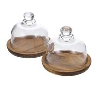 Yardwe 2Pcs Cake Stand with Lid Glass Cake Stand with Dome Display Butter Dish with Lid Food Foretaste Plate for Cakes Cookies Pastries and Fruit Home or Party Use