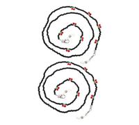 Yardwe 2pcs Cherry Bead Glasses String Beaded Chain Strap for Women and Men Stylish Eyeglass Necklace Cord Holder Black Minimalist Retainer Lanyard for Eyewear and Mask