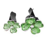 Yardwe 2pcs Crystal Aromatherapy Diffuser Lucky Four Leaf Car Air Vent Clip Alloy Acrylic Material Elegant Luxurious Design Green Color Vehicle Car Interior Decoration Driving Accessory