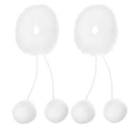 Yardwe 2pcs Cute Fluffy Pom Ball Hair Ties with Sturdy Construction and Secure Hold, White Synthetic Fiber Hair Accessories for Occasion