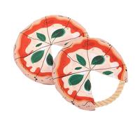 Yardwe 2pcs Dog Flying Disc with Cotton Rope Pizza Design Chew for Puppy Training Bite-resistant Outdoor Interactive Tossing for Active Dogs