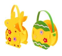 Yardwe 2pcs Easter Bunny Felt Storage Baskets Reusable Rabbit Tote Bags with Cute Cartoon Design for Easter Celebrations and Festive Treats Storage