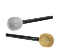 Yardwe 2pcs Fake Microphone Props Glittered Plastic Pretend Play Karaoke Stage Costume Accessory for Halloween Party Decoration Disco Props