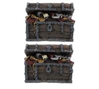 Yardwe 2pcs Fish Tank Decor: Resin Treasure Chest Ornament Retro Style Hideout Box for Shrimp and Fish - Small Treasure Box Decoration for Underwater