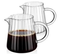 Yardwe 2Pcs Glass Milk Creamer Pitchers 250ml Small Espresso Frothing Cups with Sharp Pouring Spout for Coffee Milk Tea Sauce Serving Jug