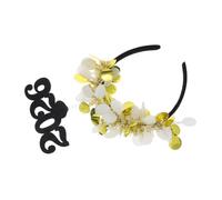 Yardwe 2pcs Glitter Golden Headband for Year Party Women Festive Hair Hoop with Tassel Design Iron Plastic Fabric Construction for Eve Celebrations and Group Events