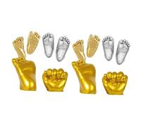 Yardwe 2pcs Hand Foot Casting Kit DIY Keepsake Gift with Plaster Powder Gold Powder and Brush Capture Tiny Details of Newborn Hands and Feet Handprint Footprint Kit for Boys