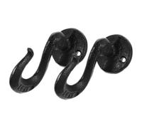 Yardwe 2pcs Heavy Duty Iron Wall Hooks Black Metal Wall Hanging Storage Hooks Sturdy Wear Resistant for Bathrooms and Bedrooms