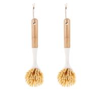 Yardwe 2pcs Kitchen Pot Cleaning Brushes with Wood Handles and Sturdy Pp Bristles for Tackling Grease and Grime without Fraying Or Scratching, for Dishes and Cast-iron Pans in The Kitchen