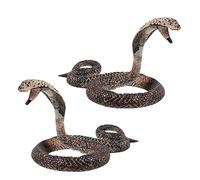 Yardwe 2Pcs Lifelike Cobra Model Realistic Plastic Static Snake for Halloween Props Party Decorations Vivid Wildlife Animal Figure