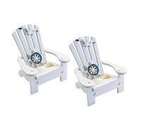 Yardwe 2pcs Mediterranean Style Mini Wooden Beach Chairs for Doll House Decoration, White Pine Material with Chic Design, for Desk Display or Landscape Ornament