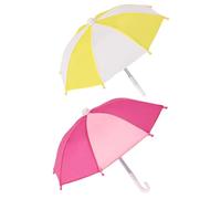Yardwe 2pcs Mini Adjustable Doll Umbrella Model Colorful Sunny Rainy Photography Prop for Mini House Decoration Rose White Yellow White