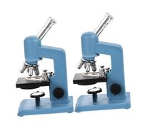Yardwe 2Pcs Mini Blue Microscope for Dollhouse Portable Handheld Lab Equipment for DIY Science Kit with Realistic Features for Exploring the Microscopic World