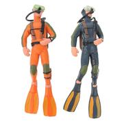 Yardwe 2Pcs Mini Scuba Diver Figurine Toys Pvc Aquarium D Cor Ornaments Realistic Underwater Explorer Models Educational Kids