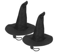 Yardwe 2Pcs Miniature Halloween Witch Hat for Pets and Dolls Soft Nonwoven Hat Design Comfortable Fit for Dogs and Cats Costume Accessories