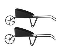 Yardwe 2Pcs Miniature Wheelbarrow for Dollhouse Decoration Vintage Style Metal Push Carts for Micro Garden Scenes Detailed Craftsmanship Miniature Accessories