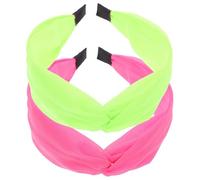 Yardwe 2pcs Neon Headband for Women and Girls, Fluorescent Fabric Knot Headbands, Comfortable and Versatile 80s 90s Party Accessories for Dates and Stage Performances