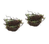 Yardwe 2pcs Outdoor Rattan Bird Nest Craft Lightweight Artificial Nest Decoration for Garden Balcony and Natural Style Decor