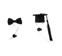 Yardwe 2pcs Pet Bachelor's Hat Set Bow Tie for Guinea Pig Dog Costume Accessories for Graduation Party Pet Caps and Bow-tie