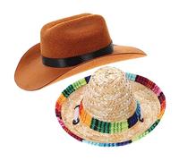 Yardwe 2Pcs Pet Cowboy Hats Decorative Dog and Cat Party Headwear Comfortable and Firm Fit for Birthday Christmas Family Portraits and Cat Costume Accessories
