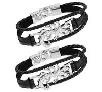 Yardwe 2pcs Punk Scorpion Leather Bracelets for Men PU Leather Cuff with Metal Clasp Gothic Wristband for Halloween Nightclub Daily Wear Mens Jewelry