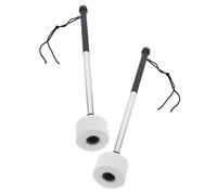 Yardwe 2pcs Quality Crafted Stainless Steel Drum Hammers Drumsticks Felt Drum Mallets Percussion Instrument Sticks Accessory