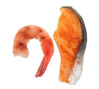 Yardwe 2Pcs Realistic Artificial Shrimp Fish Block Models Decorative Imitation Seafood for Kitchen Decoration Versatile Photo Props Display Items
