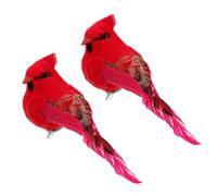 Yardwe 2pcs Red Bird Decoration Xmas Artificial Birds Garden Bird Statues Artificial Red Birds Clip on Christmas Decorations Christmas Tree Ornaments Foam