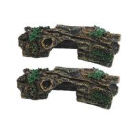 Yardwe 2pcs Reptile Tree Hide Aquarium Cave Hideout with Turtle Basking Platform Natural Driftwood Design Fish Tank Decoration for Shrimp Turtles and Aquatic Pets