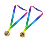 Yardwe 2pcs Running Medals Zinc Alloy Durable Sports Achievement Awards with Neck Ribbon for Outdoor Competitions Track Events Recognition and Motivation