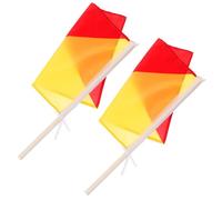 Yardwe 2pcs Signal Referee Handheld Commanding Flags for Sports and Training, 35x35cm Red Yellow Sturdy Signal Flags with 50-60cm Poles for Race and Performance Use