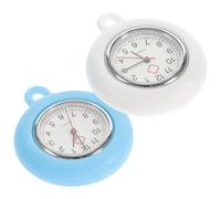 Yardwe 2pcs Silicone Nurse Pocket Watch with Glass Quartz Dial and Threading Holes for Manual DIY, Simple Pocket Watch Dial Designed for Nurses with Infection Control Function