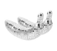 Yardwe 2pcs Silver Mirror Reflective Disco Banana Ornaments Retro 80s 90s Fruit Props Tabletop Decor for Party Centerpiece and Home Decoration