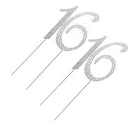 Yardwe 2pcs Silver Rhinestone Cake Topper Sparkling Number Birthday and Anniversary Decorations Lightweight Elegant Wedding Cake Number Toppers for Celebrations