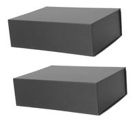 Yardwe 2pcs Small Black Magnetic Folding Paper Boxes Packaging for Jewelry Chocolates Birthday Party Present Storage