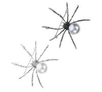 Yardwe 2Pcs Spider Brooch Pin with Pearls Alloy Lapel Pins for Women and Creative Halloween Accessories Silver and Grey Fashion Jewelry